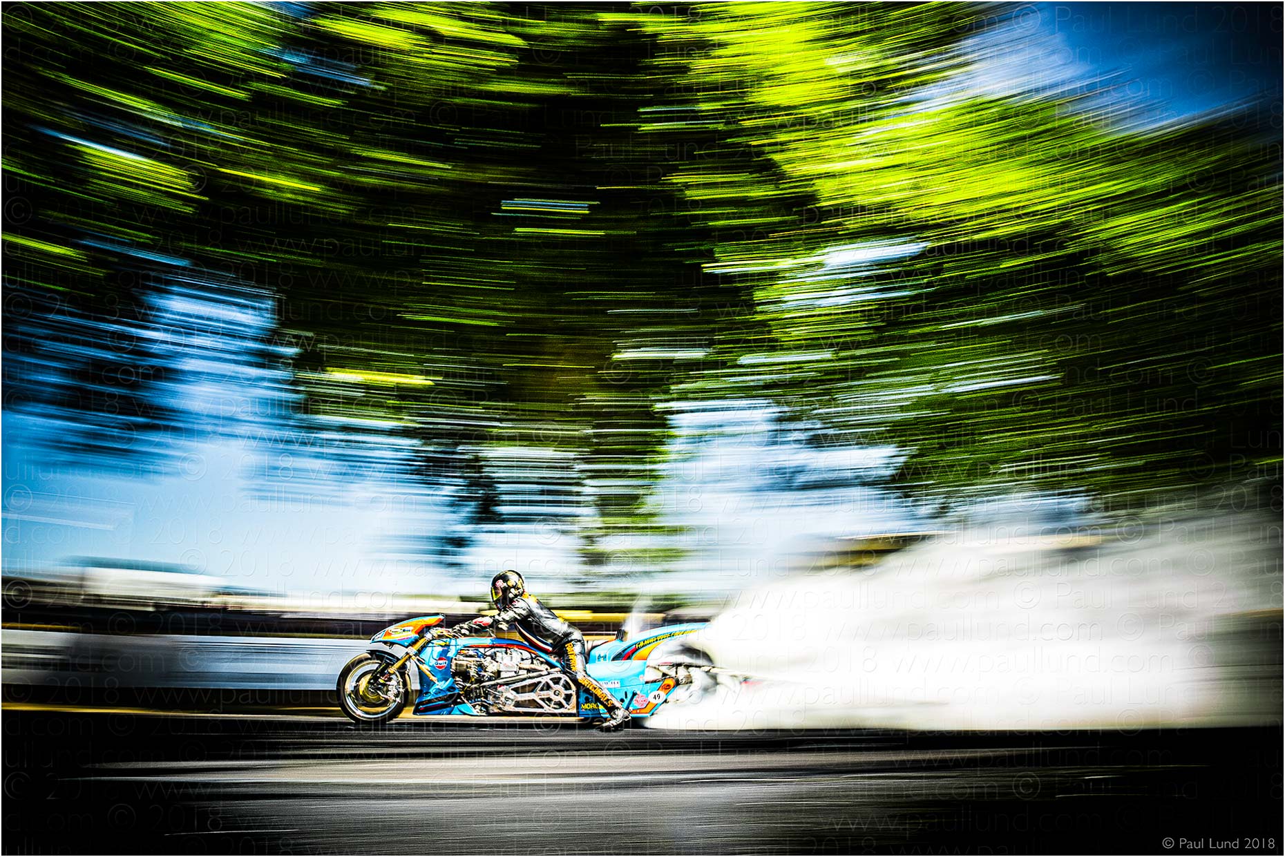 Puma Gulf Supercharged Drag Bike - Rider: Ian King at Goodwood Festival of Speed 2018. Photographer: Paul Lund
